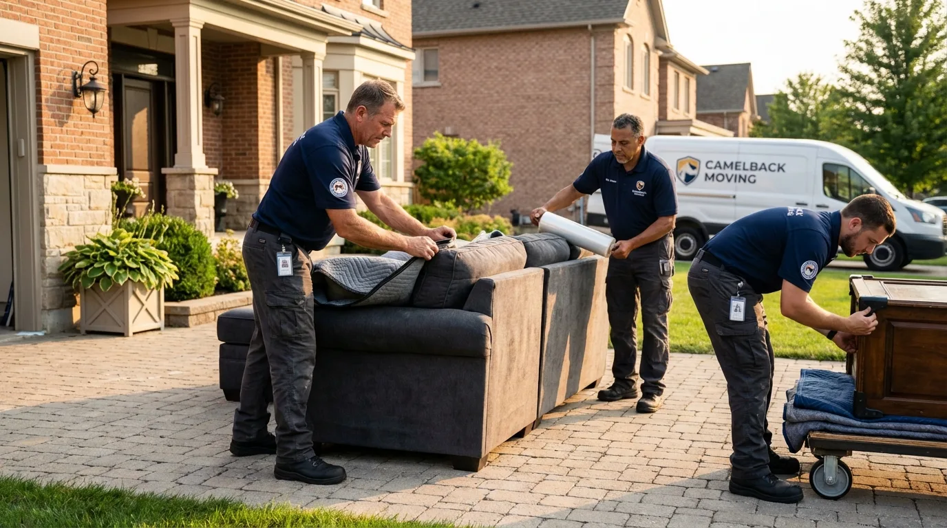 Large estate moving crew wrapping furniture in Spring Arbor, MI
